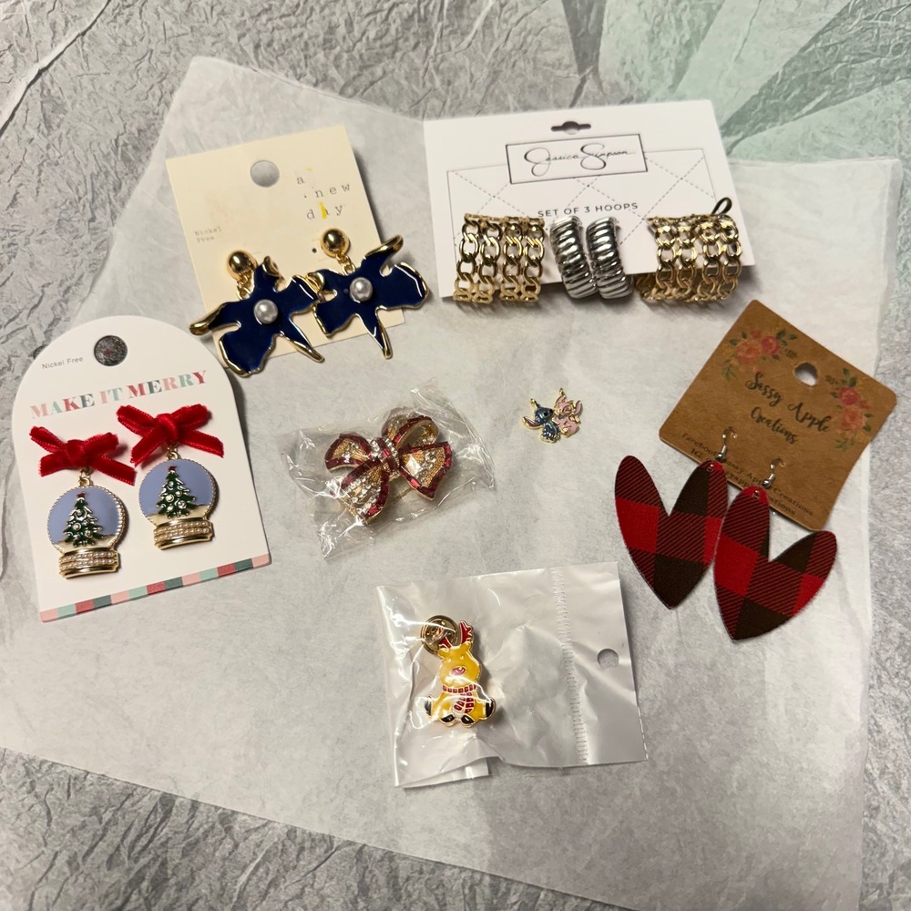 Earrings A Lot Mix And Accessories Christmas Blue Gold‎ Silver Bow